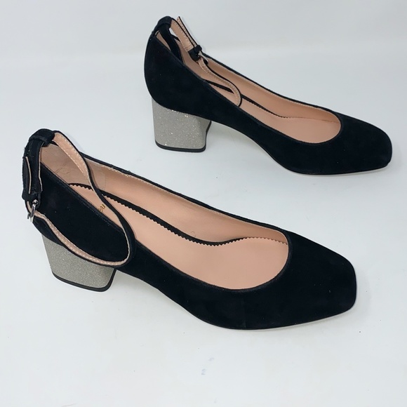 J. Crew Shoes - J Crew 7.5 heels Black Silver Glitter Dress Shoe Party chunky heel